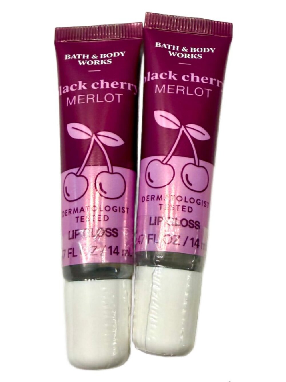 Lot of 2 Bath & Body Works BLACK CHERRY MERLOT Lip Gloss 0.47 ml Each NEW